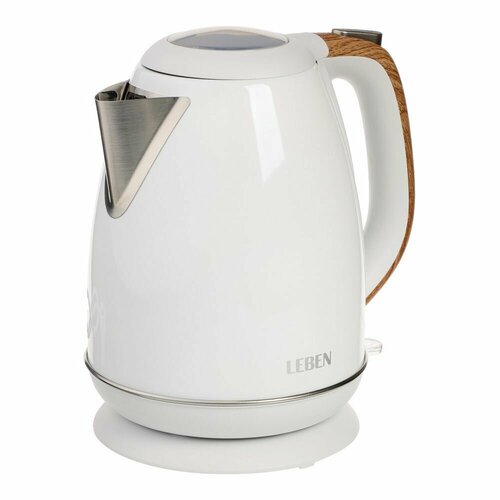 Чайник электрический 1 7 л белый металл ручка под дерево 3009₽