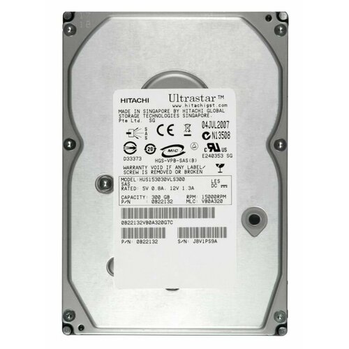 Hitachi Ultrastar 15K300 300 Гб HUS153030VLS300 SAS 12290₽