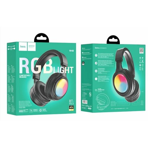 Стереонаушники Bluetooth полноразмерные Hoco W48 RGB черные