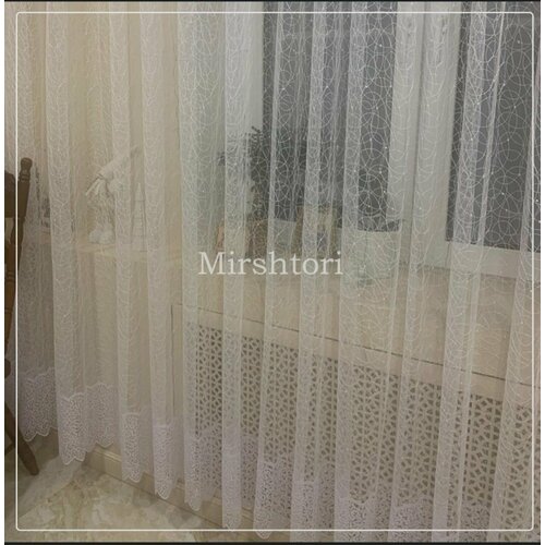 Тюль белый вышивка