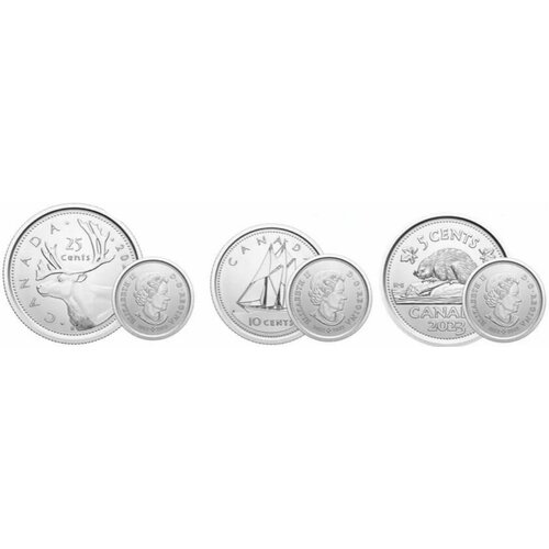 Канада 2023 Королева Елизавета II (1953 - 2023) - набор 3 монеты королева елизавета на троне