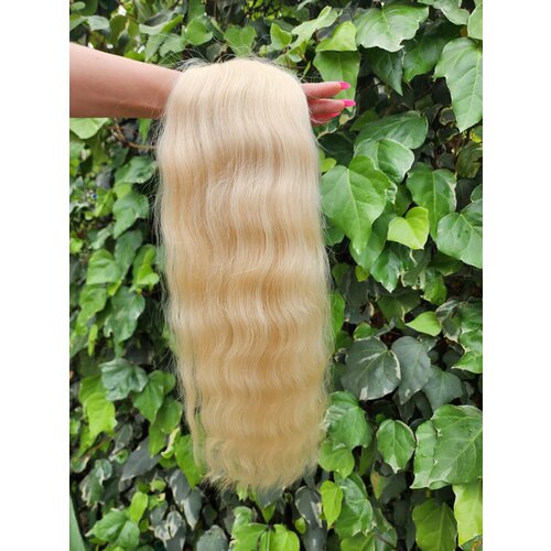 Натуральные длинные волосы люкс 62см 130гр, блонд, волнистые кудрявые биопротеиновые волосы био волосы натуральный блонд 70см