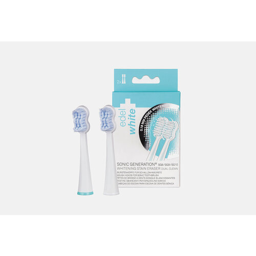 сменные насадки для электрической звуковой зубной щетки megasmile sonic black whitening ii brush heads blue 2 шт Сменные насадки для электрической звуковой зубной щетки edel+white, Sonic Generation Whitening Brush Heads 2шт