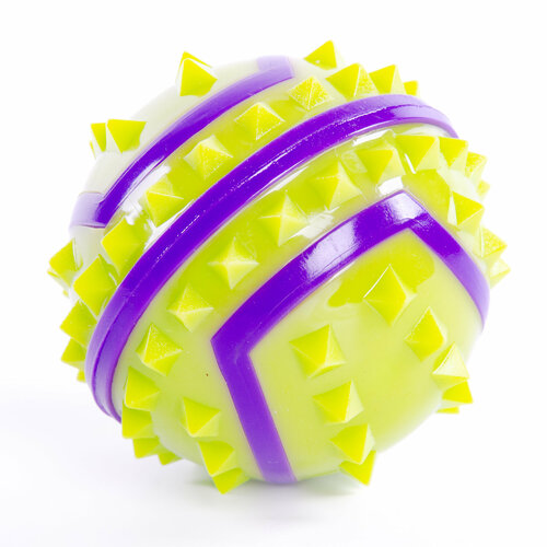 Игрушка для собак резиновая EliteDog "Колючий мячик", жёлто-фиолетовая, 7.6см