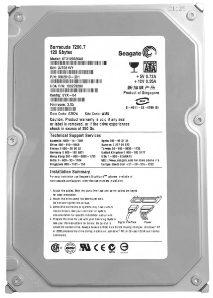 Жесткий диск Seagate ST3120026AS 120Gb SATA 3,5" HDD