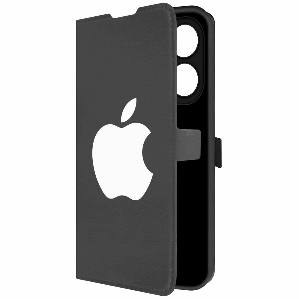 Чехол-книжка Krutoff Eco Book для TECNO Spark 20 Pro Apple (Эпл) (черный)