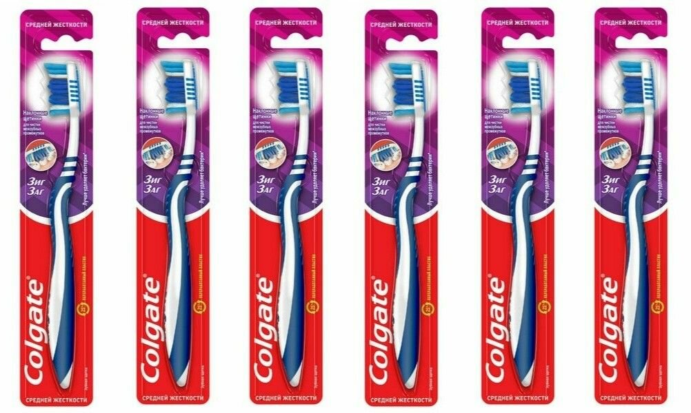 Colgate Зубная щетка Zig-Zag Plus средняя, 6 шт