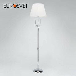 Торшер / Напольный светильник с белым абажуром Eurosvet 01056/1 хром/прозрачный хрусталь Strotskis