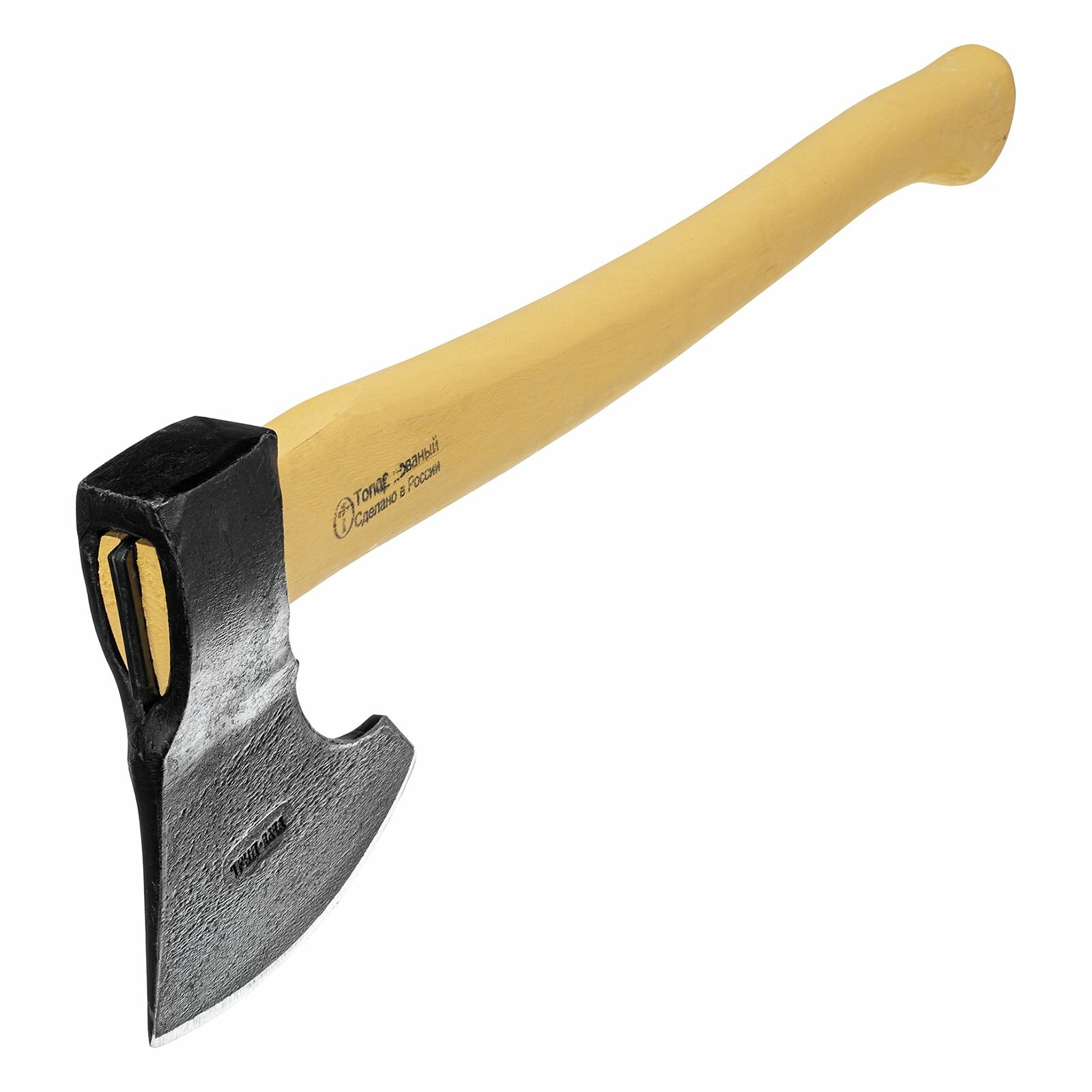 Топор для дров кованный, в сборе, 1100/1480 г, деревянное топорище, 520 мм, таежный