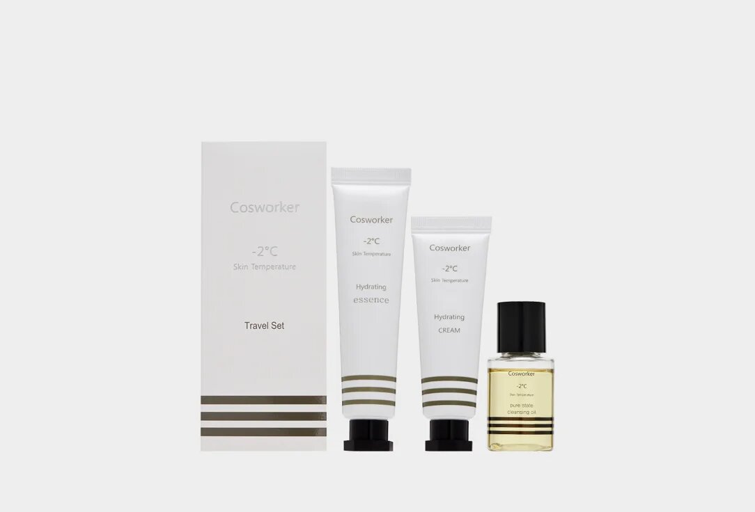 Набор миниатюр Cosworker "Skin Temperature Travel Set", гидрофильное масло, эссенция, крем