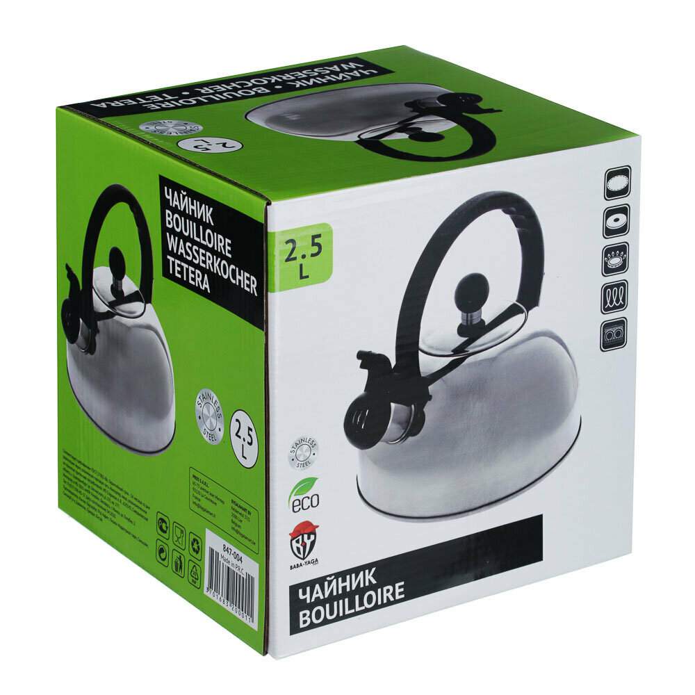 Чайник стальной, 2.5 л со свистком Vetta, фиксированная ручка — фото 1