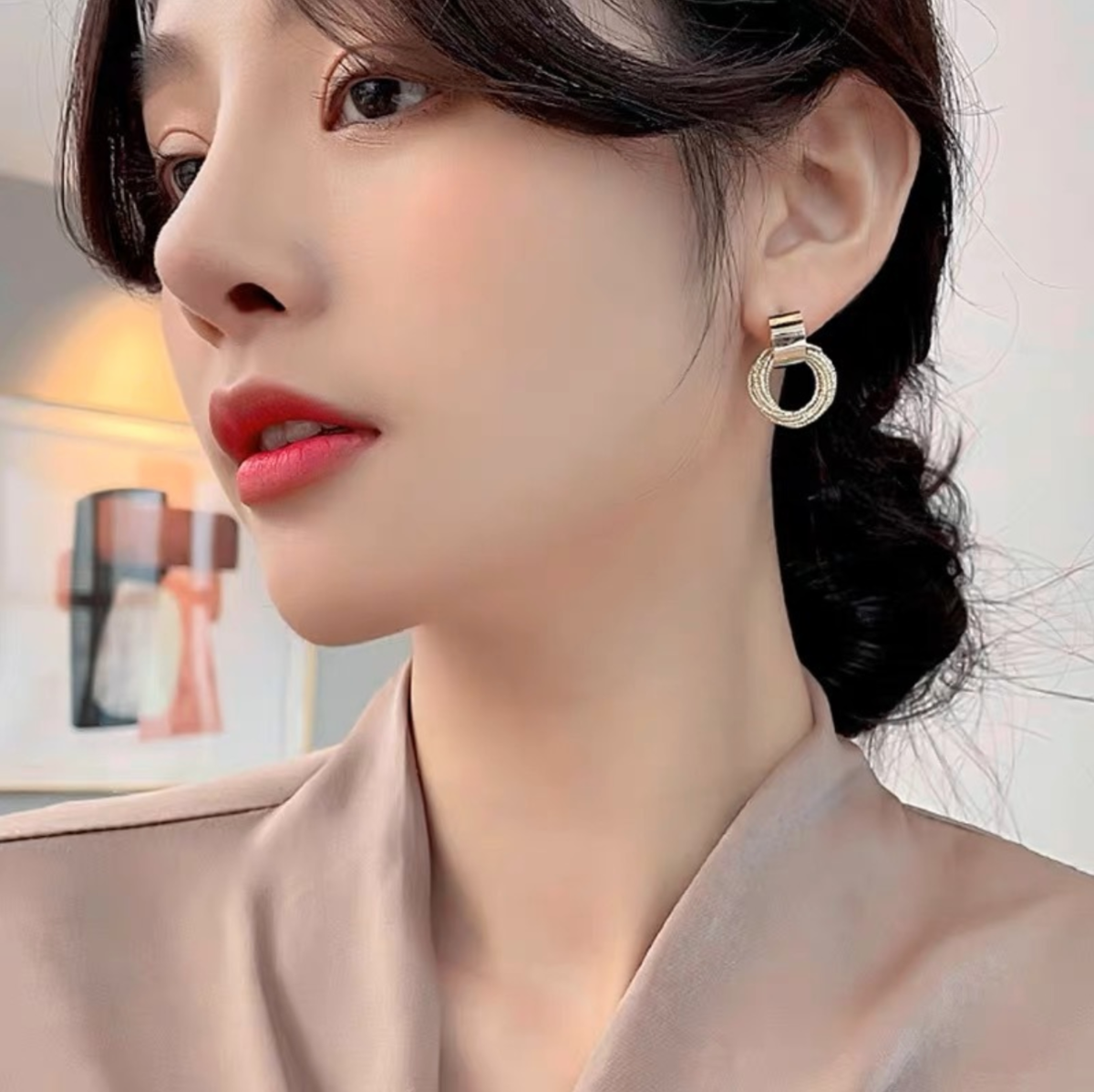 Серьги пусеты Стайл Групп, размер 25 мм, серебро — фото 1