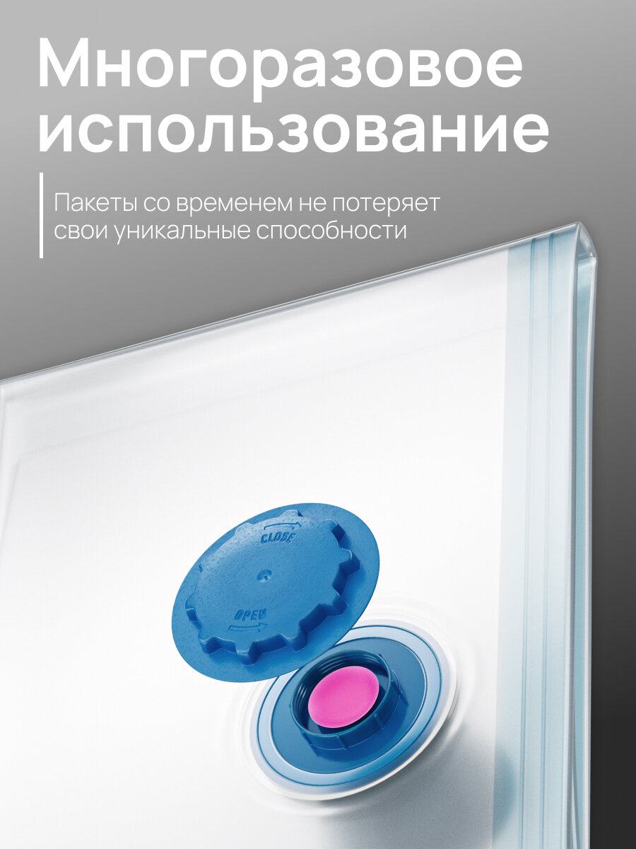 Картинки Набор вакуумных пакетов с клапаном, для одежды, 5 шт, 40х60 см