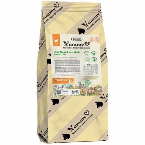 Yummy Linea корм для взрослых собак малых и миниатюрных пород, индейка, 8 кг