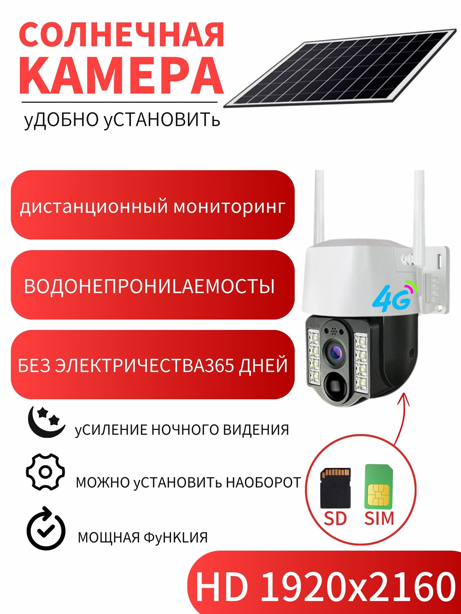 4G уличная камера с солнечной панелью, 2K разрешение, поворот 355°, ночное видение с двойной подсветкой, детекция людей, двусторонняя связь