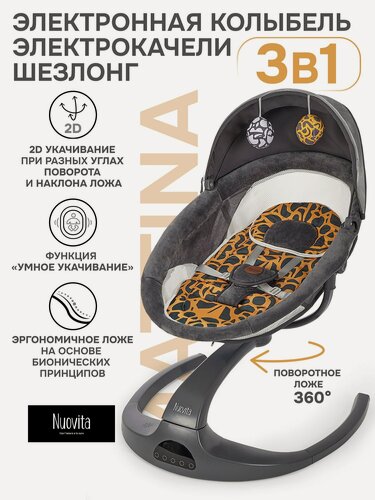 Изображение товара Электрокачели детские, с системой умного укачивания. Nuovita Mattina (Grigio/Серый)