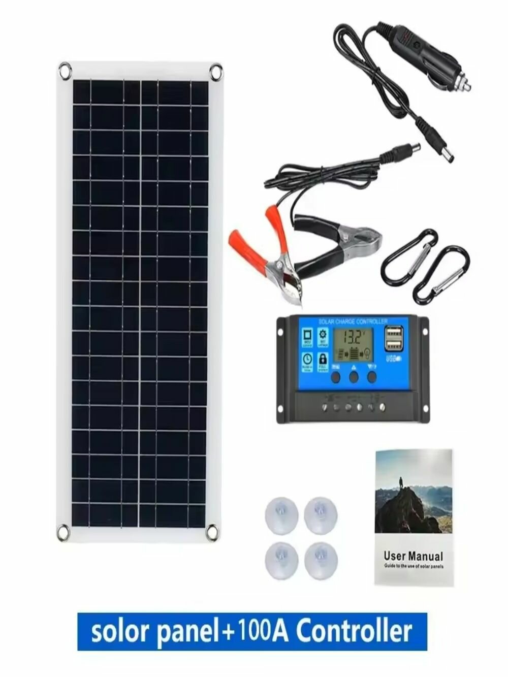 Комплект солнечной батареи QHTITEC, 100A 12 V, 1000 W, с контроллером, USB, для RV, RV, дома, кемпинга