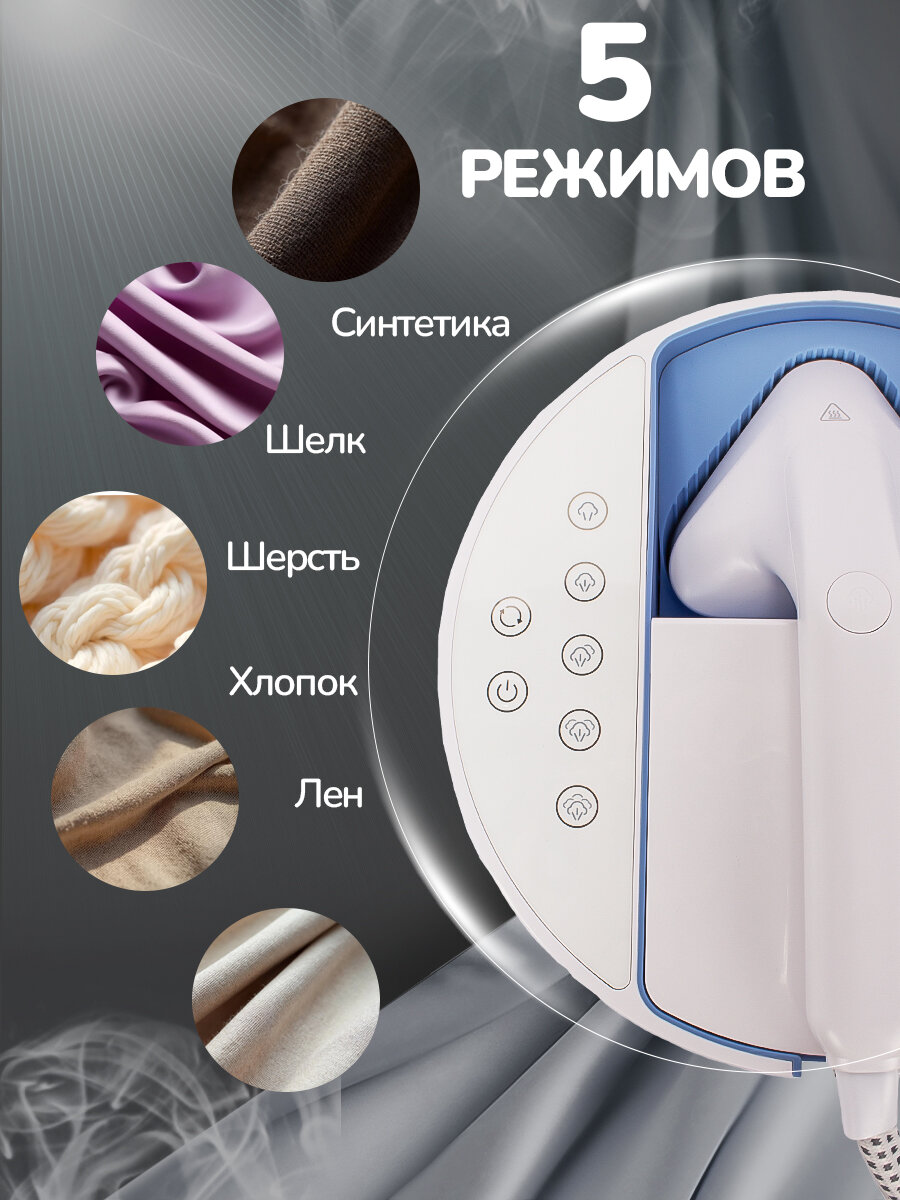 Отпариватель для одежды ручной MANYA GS-2312 стационарный, бело-голубой, 28,8x52 см — фото 1