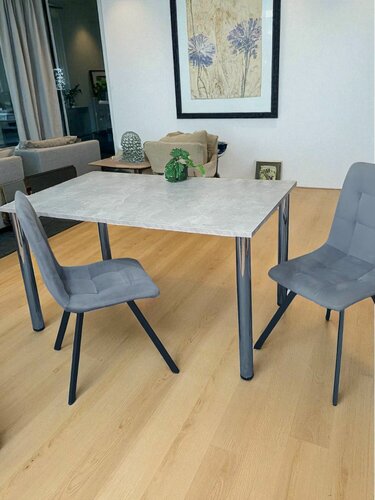 Изображение товара Стол обеденный/ цвет столешницы Бетон Светлый, 130*80 см. Ножки хром.