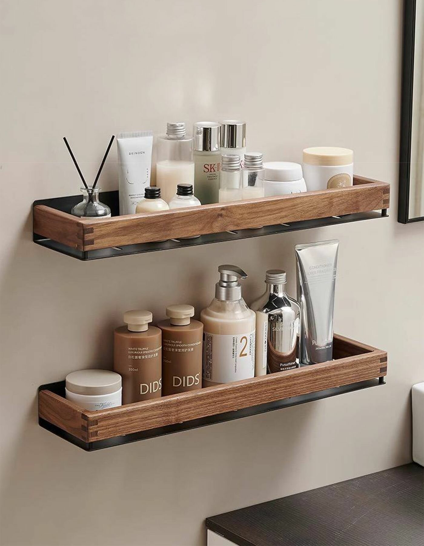 Полка Прямая 40х12，Полка из орехового дерева настенный стеллаж для хранения 1 штука