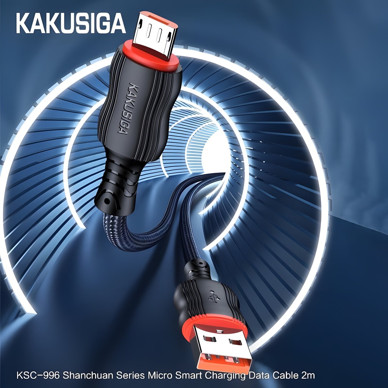 Кабель USB KAKUSIGA KSC-996 V8 черный с быстрой передачей данных и зарядкой, оригинал
