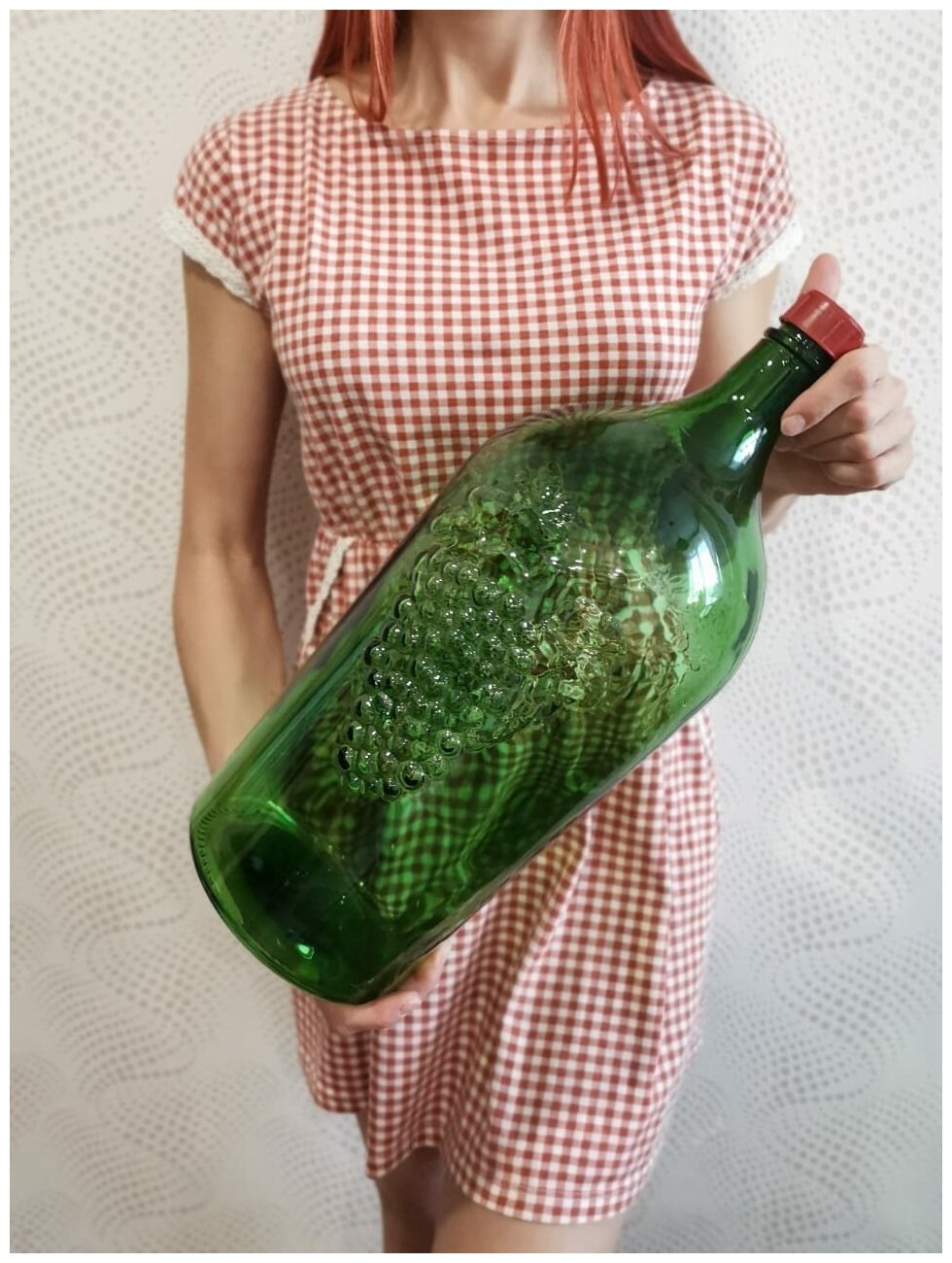 Бутылка Виноград стеклянная, 7 литров / бутыль для вина / бутылка для самогона и настоек/ винодел - фотография № 1