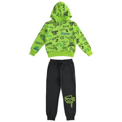 Комплект (толстовка, спортивные брюки) iDO, размер M, цвет зеленый,черный