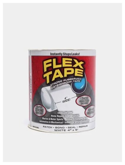 Сверхсильная клейкая лента Flex Tape суперфиксация, белая