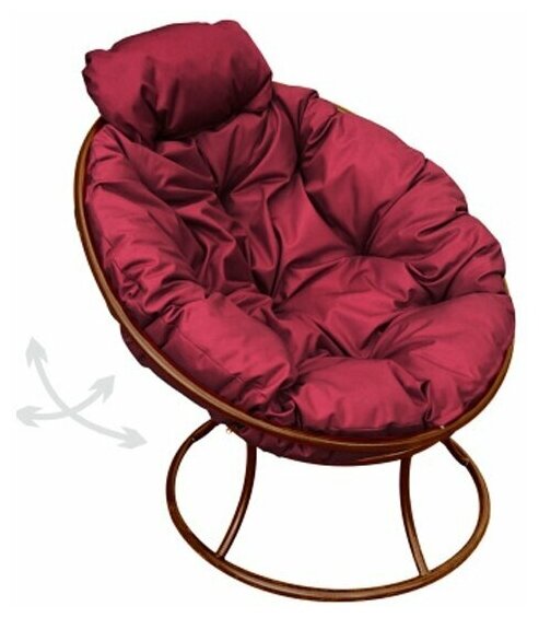 Кресло m-group папасан пружинка мини коричневое, бордовая подушка - фотография № 2