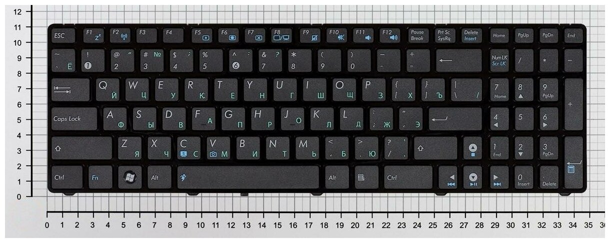 Клавиатура для ноутбука Asus X52D русская черная с рамкой с маленькой кнопкой Enter