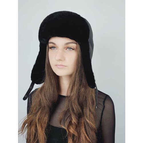 Шапка ушанка , демисезон/зима, размер 61-62, черный