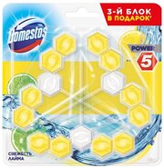 Блок для унитаза Power 5 Свежесть лайма Domestos, 165 мл, 0.055 г, 3 шт.