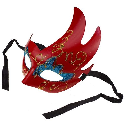 фото Маска карнавальная венецианская "полумесяц" (188 х 176 мм) красная / маска маскарадная на праздник 1 шт. китай