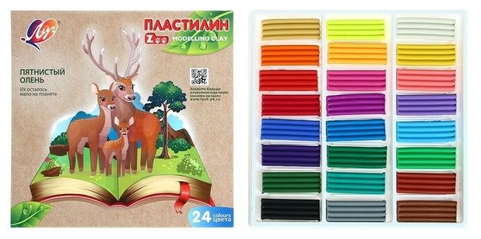 Пластилин 24 цвета 360 г ZOO