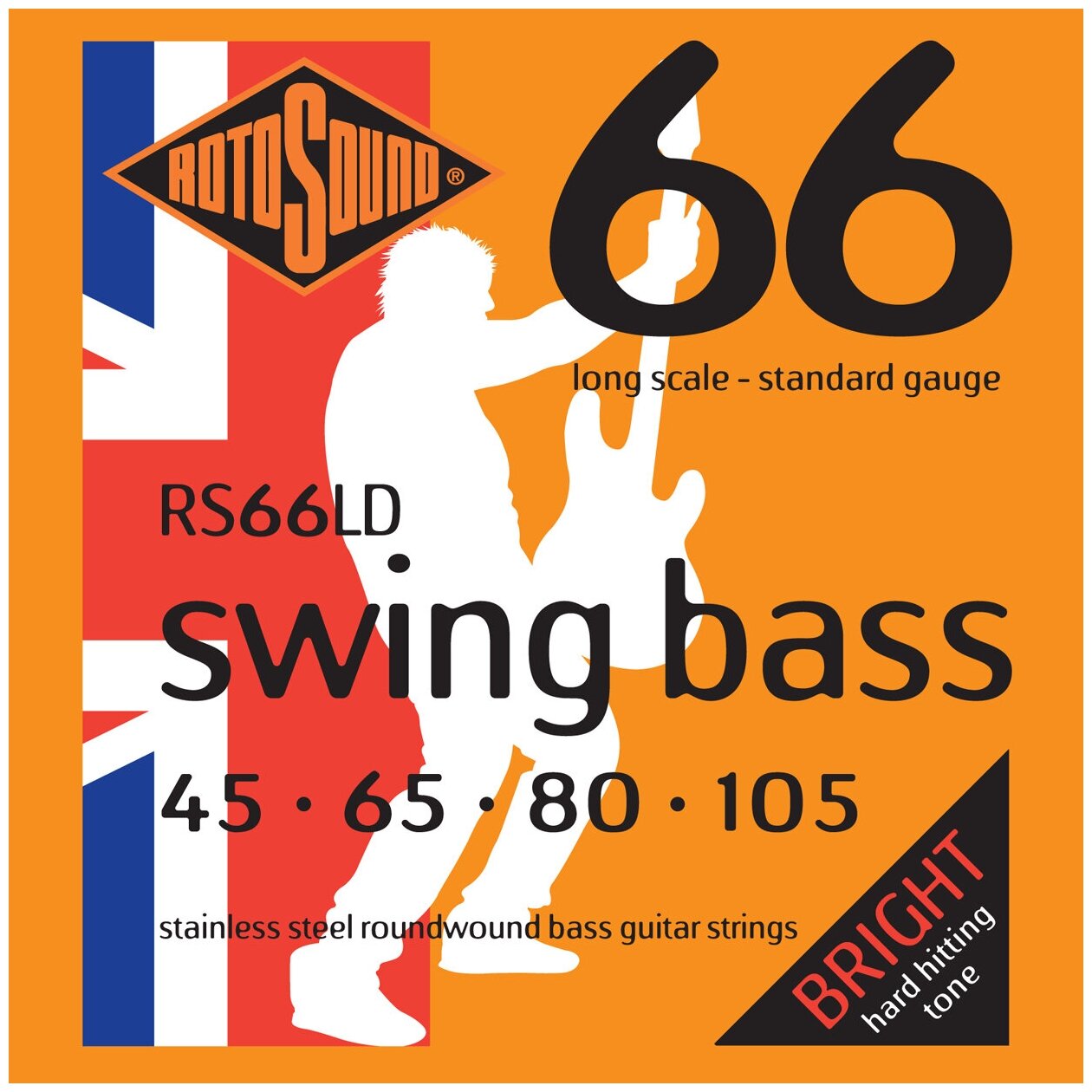 ROTOSOUND RS66LD BASS STRINGS STAINLESS STEEL струны для бас-гитары, сталь, 45-105