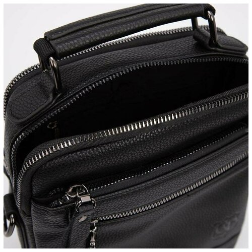 фото Планшет мужской на молнии, 3 наружных кармана, регулируемый ремень, цвет чёрный magic store