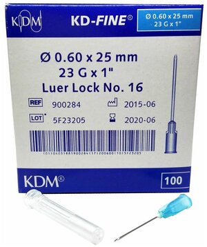 Игла инъекционная KD-Fine 23G (0.6х25 мм, 100 штук в упаковке) 422395