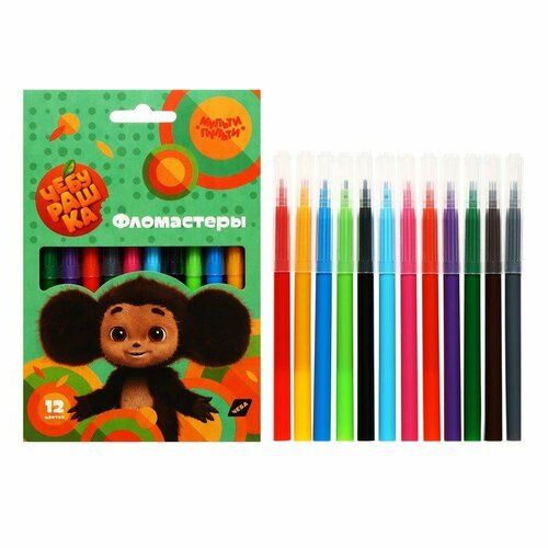 Фломастеры 12 цветов Мульти-Пульти Чебурашка смываемые картонная упаковка европодвес 478₽