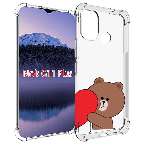 Чехол MyPads медвежонок детский для Nokia G11 Plus задняя-панель-накладка-бампер