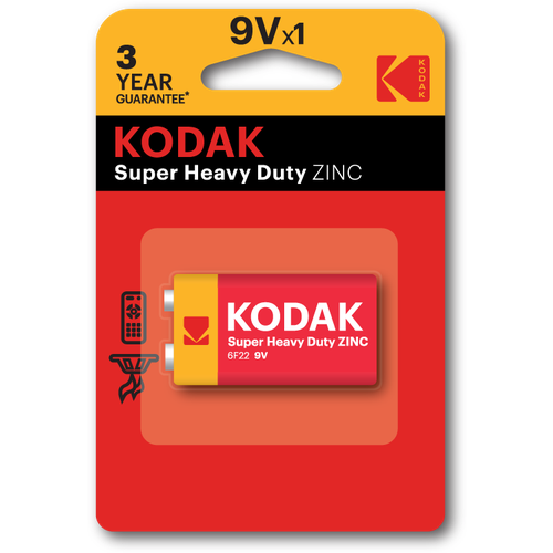 Батарейки Kodak 6F22-1BL SUPER HEAVY DUTY Zinc [K9VHZ-1B] арт. Б0005137 (10 шт.) батарейки kodak 6f22 super heavy duty 10 шт