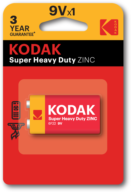 Батарейки Kodak 6F22-1BL SUPER HEAVY DUTY Zinc [K9VHZ-1B] арт. Б0005137 (10 шт.)