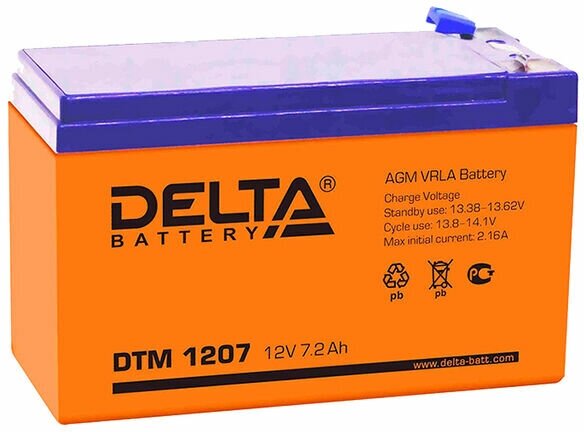 Аккумуляторная батарея AGM VRLA Delta DTM 1207 Емкость аккумулятора, 12V 7.2Ah