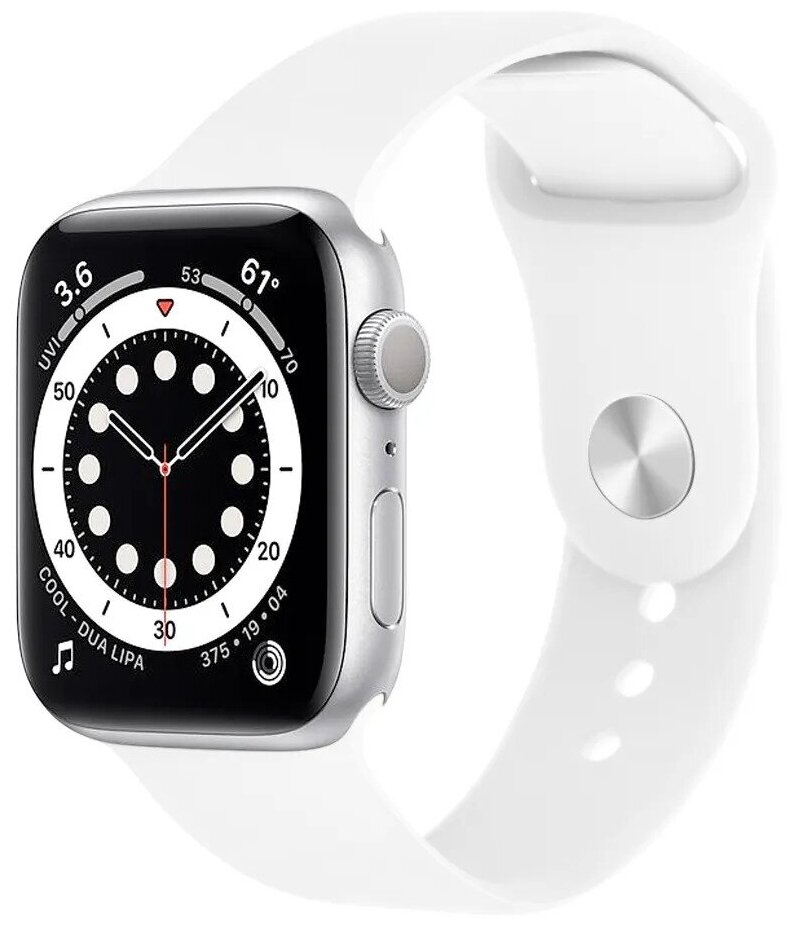 Cиликоновый ремешок для Apple Watch Series 1-8 и Ultra - 42/44/45/49 мм (эпл вотч), белый