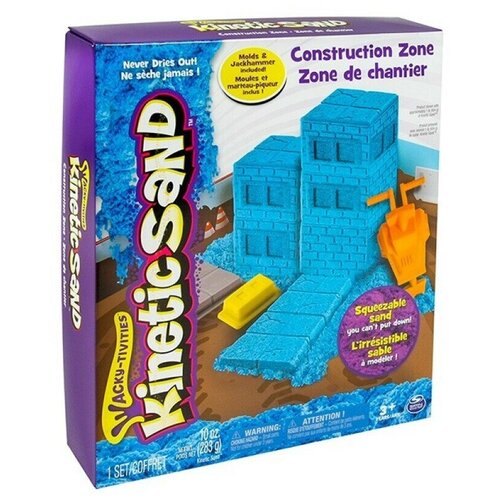 фото Kinetic sand 71417 кинетический песок игровой набор с формочками construction zone (синий) 285 г