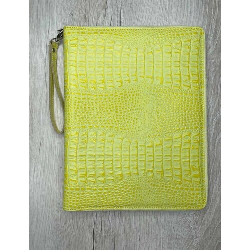 Папка для документов кожанаяОрганайзер из кожи с файлами на кольцах семейныйПапка-конверт на молнии деловая кайман желтый 4600₽
