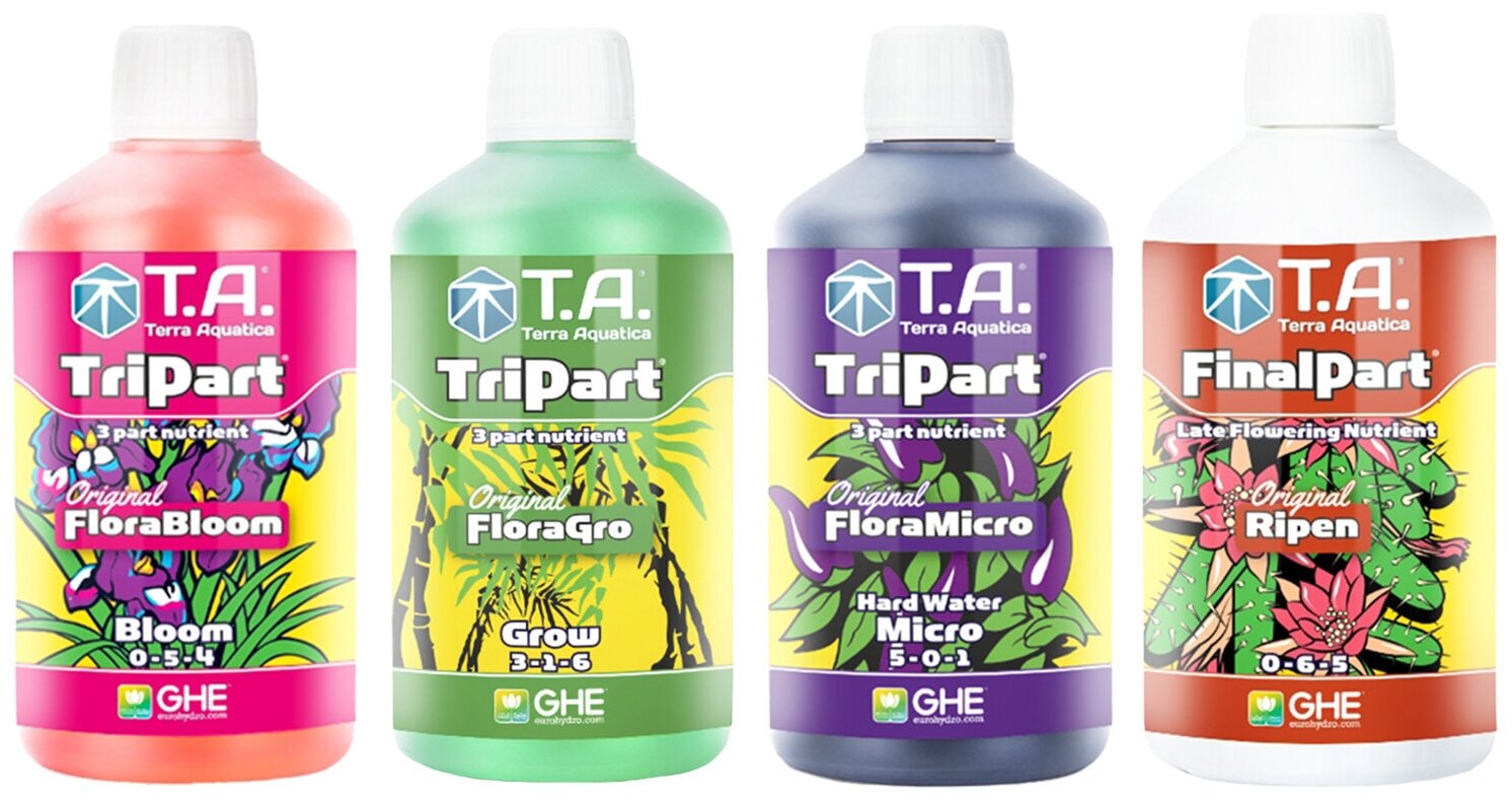Набор удобрений Terra Aquatica (GHE) TriPart Bloom 1л + Grow 1л + Micro HW 1л + FinalPart Ripen 1л - фотография № 2