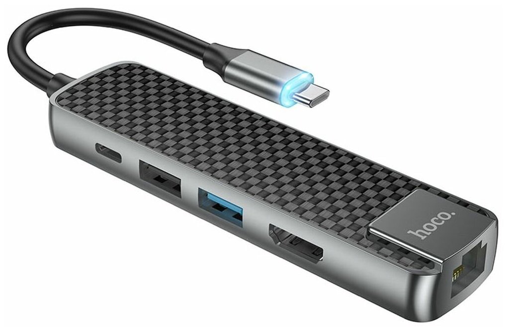 USB-концентратор Type-C Хаб Hub HB23 Easy view HDMI + USB3.0 + USB2.0 + RJ45 + PD