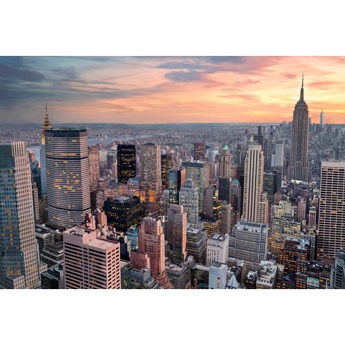 Моющиеся виниловые фотообои GrandPiK Нью-Йорк на рассвете, 400х270 см