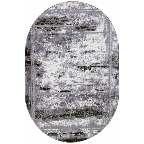 Ковер S107B - KOYU GREY COKEN / GREEN - Овал - коллекция SATINE 2.00x2.90