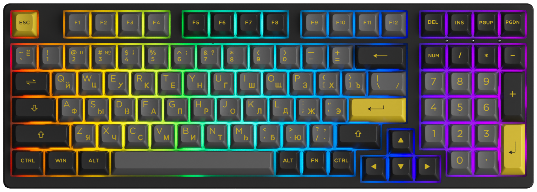 Игровая Клавиатура AKKO 3098B-Black&Gold 3 Modes RGB Hot Swap Jelly Pink ASA profile/Русская раскладка